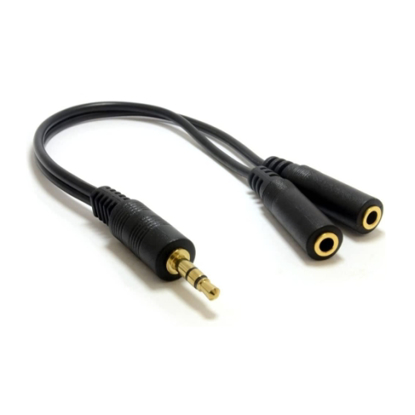 Picture of Jedel 3.5mm Jack Splitter Cable, 2 x Female 3 Pole (TRS), 20cm, Black