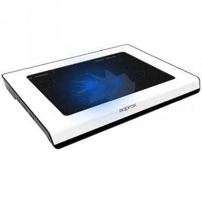 Picture of Approx (APPNBC06W) Laptop Cooler, up to 15.6", USB, Fan, White, Ergonomic, LED, Retail