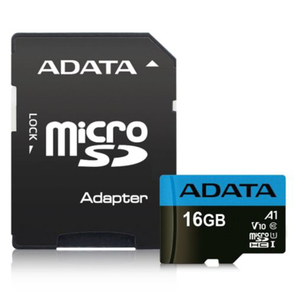 Picture of ADATA 16GB Premier Micro SD Card with SD Adapter, UHS-I Class 10 with A1 App Performance