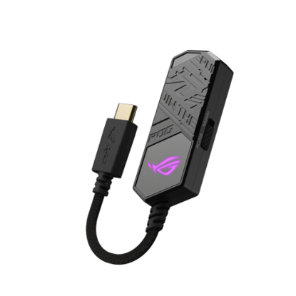 Picture of Asus ROG Clavis AI Noise-Cancelling Mic Adapter, USB-C to 3.5mm, Eliminates Background Noise, RGB Lighting