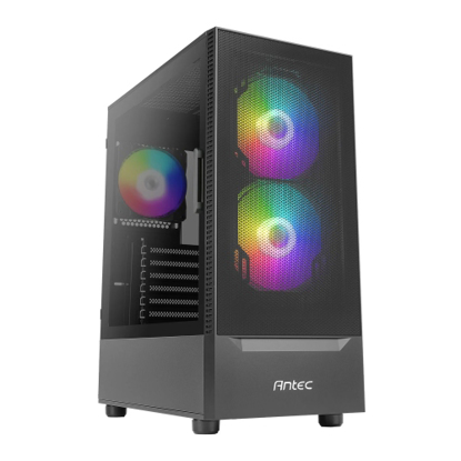 Picture of Antec NX410 Gaming Case w/ Glass Window, ATX, 3 x ARGB Fans, LED Control Button, Mesh Front, Black