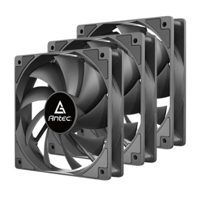 Picture of Antec P12 12cm PWM Case Fans x3, Black, 9 Blades, Hydraulic Bearing, Anti-Vibration, Up to 1400 RPM