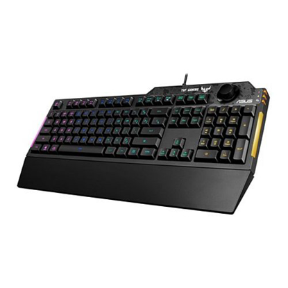 Picture of Asus TUF GAMING K1 RGB Keyboard with Volume Knob, 19-key Rollover, Side Light Bar & Armoury Crate, Spill Resistant, Detachable Wrist Rest