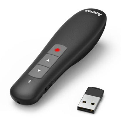 Picture of Hama X-Pointer Wireless Laser Presenter, 2.4GHz, USB Receiver, 12m Range, Volume Control, Scroll through Office Applications