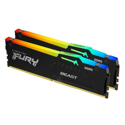 Picture of Kingston Fury Beast RGB 16GB Kit (2 x 8GB), DDR5, 6000MHz (PC5-48000), CL40, 1.35V, ECC, XMP 3.0, AMD EXPO, PMIC, DIMM Memory