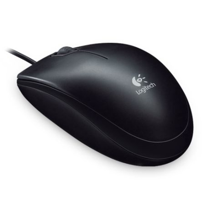 Picture of Logitech B100 Wired Optical Mouse, USB, 800 DPI, Ambidextrous, Black, OEM