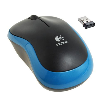 Picture of Logitech M185 Wireless Notebook Mouse, USB Nano Receiver, Black/Blue