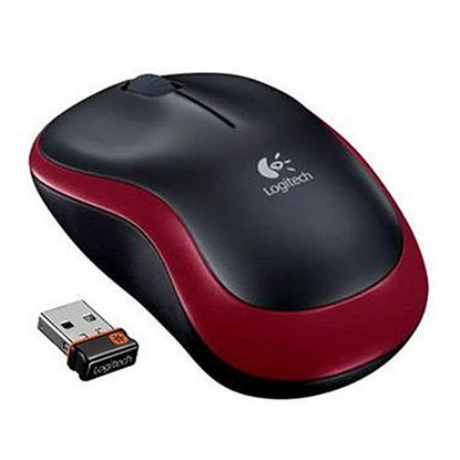 Picture of Logitech M185 Wireless Notebook Mouse, USB Nano Receiver, Black/Red