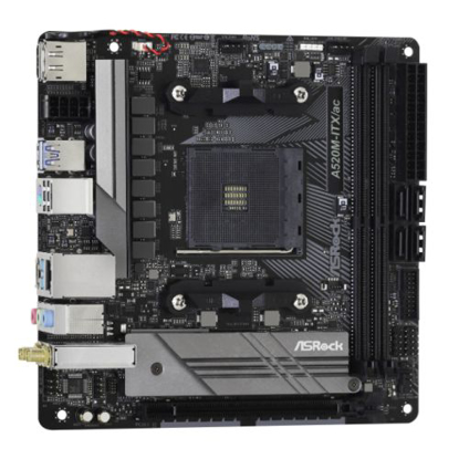 Picture of Asrock A520M-ITX/AC, AMD A520, AM4, Mini ITX, 2 DDR4, HDMI, DP, AC Wi-Fi, M.2
