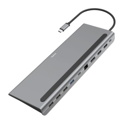 Picture of Hama Connect2Office Pro USB-C 10-in-1 Docking Station - USB-C (PD Power), USB-C (Data), 4x USB-A, 2x HDMI, DisplayPort, RJ45, Aluminium