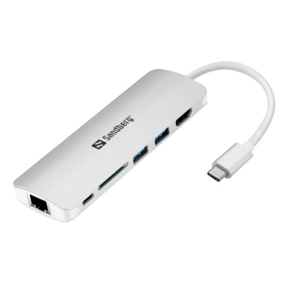 Picture of Sandberg USB 3.1 Type-C Dock - HDMI, USB 3.0, USB-C, RJ45, Aluminium, 5 Year Warranty