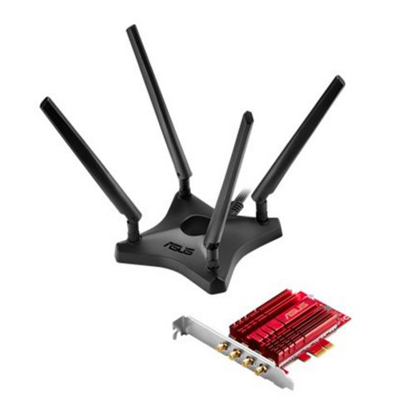 Picture of Asus (PCE-AC88) AC3100 (1000 + 2167) Wireless Dual Band PCI Express Adapter, 4 Antennas, External Base
