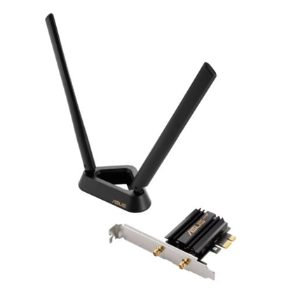 Picture of Asus (PCE-AXE59BT) AXE5400 Wi-Fi 6E Tri-Band PCI Express Adapter, Bluetooth 5.2, OFDMA & MU-MIMO, External Base
