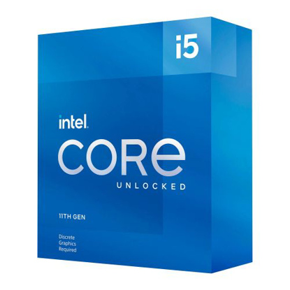 Picture of Intel Core i5-11600KF CPU, 1200, 3.9 GHz (4.9 Turbo), 6-Core, 125W, 14nm, 12MB Cache, Overclockable, Rocket Lake, No Graphics, NO HEATSINK/FAN