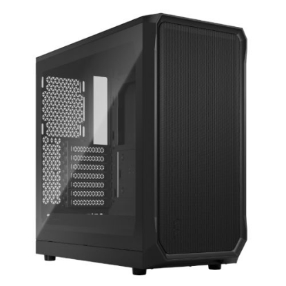 Picture of Fractal Design Focus 2 (Black TG) Gaming Case w/ Clear Glass Window, ATX, 2 Fans, Mesh Front, Innovative Shroud System