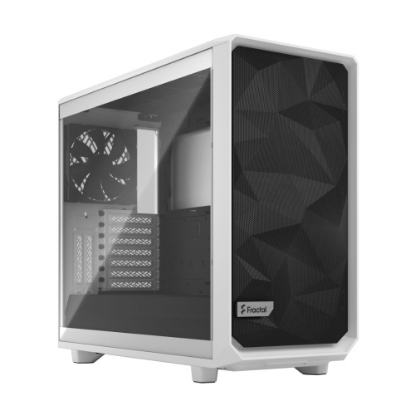 Picture of Fractal Design Meshify 2 (White TG) Gaming Case w/ Clear Glass Window, E-ATX, Angular Mesh Front, 3 Fans, Fan Hub, Detachable Front Filter, USB-C, White