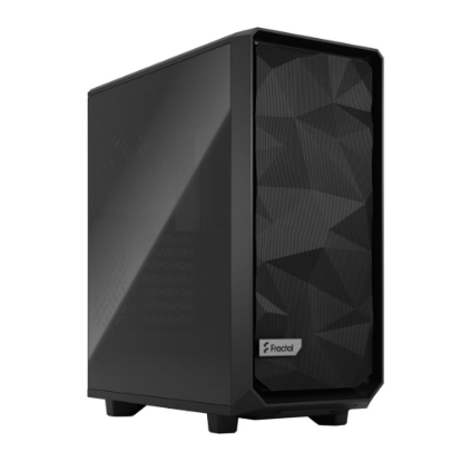 Picture of Fractal Design Meshify 2 Compact (Black TG) Gaming Case w/ Dark Tint Glass Window, ATX, Angular Mesh Front, 3 Fans, Detachable Front Filter, USB-C