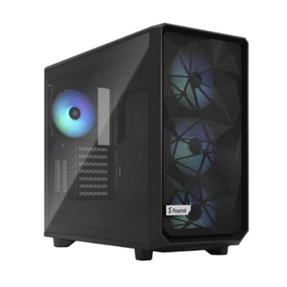 Picture of Fractal Design Meshify 2 RGB (Black TG) Gaming Case w/ Light Tint Glass Window, E-ATX, Angular Mesh Front, 4 RGB Fans, Fan Hub, Detachable Front Filter, USB-C