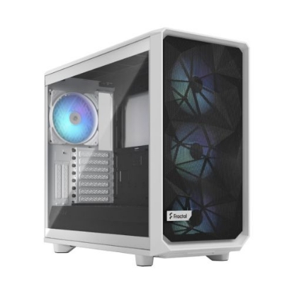 Picture of Fractal Design Meshify 2 RGB (White TG) Gaming Case w/ Light Clear Glass Window, E-ATX, Angular Mesh Front, 4 RGB Fans, Fan Hub, Detachable Front Filter, USB-C