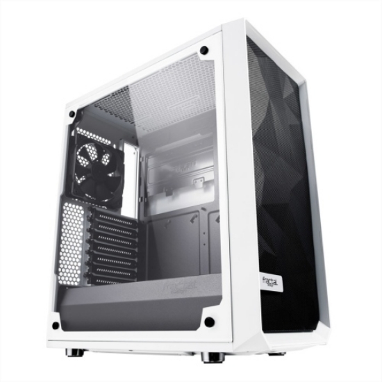 Picture of Fractal Design Meshify C (White TG) Gaming Case w/ Clear Glass Window, ATX, Angular Mesh Front, High-airflow, 2 x 12cm Fans, White