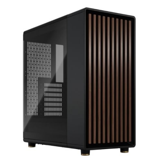 Picture of Fractal Design North Charcoal Black (TG Dark) Case w/ Dark Tint Glass Window, ATX, 2 Fans, USB-C, Walnut Front