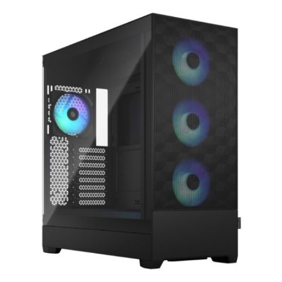 Picture of Fractal Design Pop XL Air RGB (Black TG) Gaming Case w/ Clear Glass Window, E-ATX, Hexagonal Mesh Front, 4 RGB Fans & RGB Controller