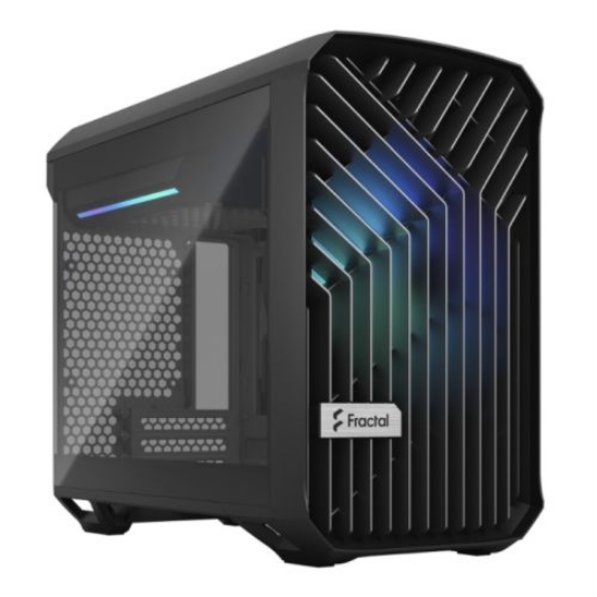 Picture of Fractal Design Torrent Nano (Light TG RGB) Case w/ Light Tint Glass Windows, Mini ITX, 1 RGB Fan, ATX PSU & 335mm GPU Support, 280mm Watercooling, RGB Strip, Front Grille, USB-C