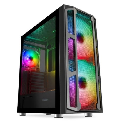 Picture of GameMax F15M Mesh ARGB Gaming Case w/ Glass Window, E-ATX, Mesh Front, Front 20cm ARGB Fans, ARGB PWM Hub, RF Remote Control, Black