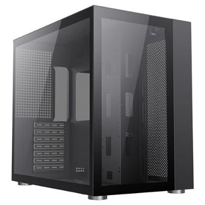 Picture of GameMax Infinity Gaming Case w/ Glass Side & Front, ATX, Dual Chamber, No Fans inc., Mesh Panels, USB-C, Black