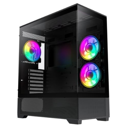 Picture of GameMax Vista ATX Gaming Case w/ Glass Side & Front, Mesh Panelling, 3x Infinity ARGB Fans, ARGB PWM Fan Hub, Black