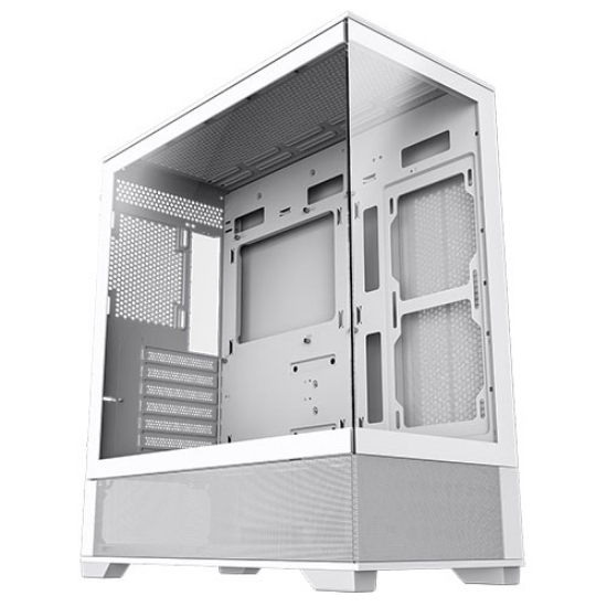 Picture of GameMax Vista ATX Gaming Case w/ Glass Side & Front, Mesh Panelling, No Fans inc., ARGB PWM Fan Hub, White