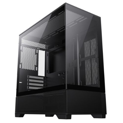 Picture of GameMax Vista Micro ATX Gaming Case w/ Glass Side & Front, Mesh Panelling, No Fans inc., ARGB PWM Fan Hub, Black