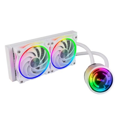 Picture of Akasa SOHO 240 Dawn Edition 240mm ARGB Liquid CPU Cooler, RGB Controller, Dual Radiator, PWM Fans, White