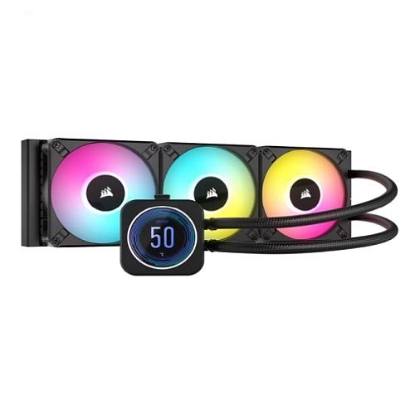 Picture of Corsair H150i ELITE LCD XT 360mm RGB Liquid CPU Cooler, AF120 RGB ELITE Fans, Personalised LCD Screen, iCUE Controller Included, Black