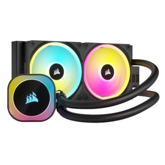 Picture of Corsair iCUE LINK H100i 240mm RGB Liquid CPU Cooler, QX120 RGB Magnetic Dome Fans, 20 LED Pump Head, iCUE LINK Hub Included, Black