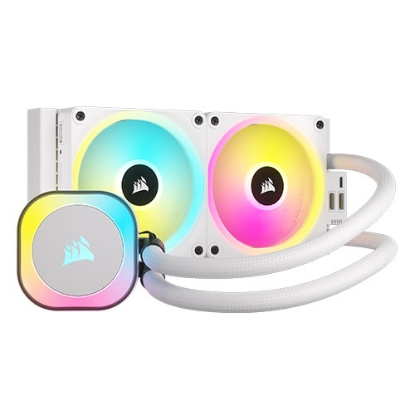 Picture of Corsair iCUE LINK H100i 240mm RGB Liquid CPU Cooler, QX120 RGB Magnetic Dome Fans, 20 LED Pump Head, iCUE LINK Hub Included, White