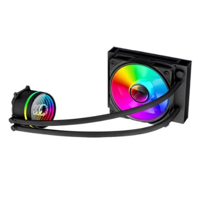 Picture of GameMax Iceburg 120mm ARGB Liquid CPU Cooler, 12cm ARGB PWM Fan, Infinity Mirror RGB Rotatable Pump Head, Black