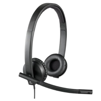 Picture of Logitech H570E Stereo Headset with Boom Mic, USB, In-Line Controls, Noise & Echo Cancellation, Leatherette Ear Pads