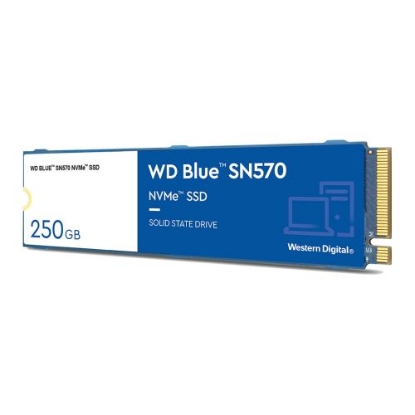 Picture of WD 250GB Blue SN570 M.2 NVMe SSD, M.2 2280, PCIe3, TLC NAND, R/W 3300/1200 MB/s, 190K/210K IOPS