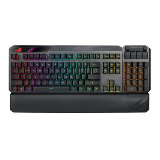 Picture of Asus ROG CLAYMORE II RGB Mechanical Gaming Keyboard w/ PBT Keycaps, Wired/Wireless, RX Blue Mechanical Switches, Fully Programmable Keys, Detachable Numpad & Wrist Rest