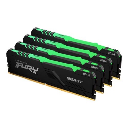 Picture of Kingston Fury Beast RGB 32GB Kit (4 x 8GB), DDR4, 3200MHz (PC4-25600), CL16, XMP, DIMM Memory