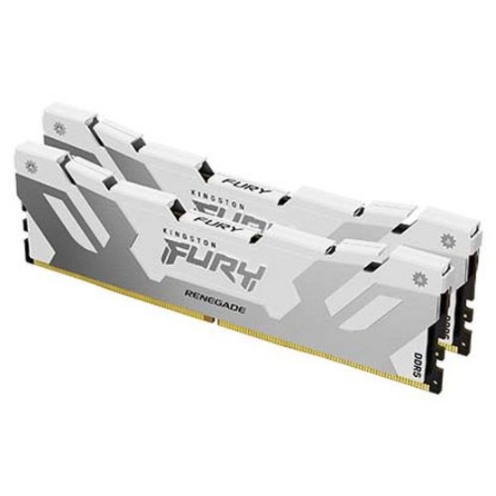 Picture of Kingston Fury Renegade 64GB Kit (2 x 32GB), DDR5, 6400MHz, CL32, 1.4V, ECC, XMP 3.0, PMIC, DIMM Memory, White/Silver