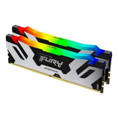 Picture of Kingston Fury Renegade RGB 32GB Kit (2 x 16GB), DDR5, 7600MHz, CL38, 1.45V, ECC, XMP 3.0, PMIC, DIMM Memory, Black/Silver
