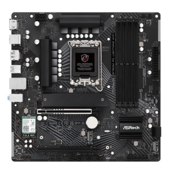 Picture of Asrock B760M PG LIGHTNING WIFI, Intel B760, 1700, Micro ATX, 4 DDR5, HDMI, DP, Wi-Fi 6E, 2.5G LAN, PCIe5, 3x M.2