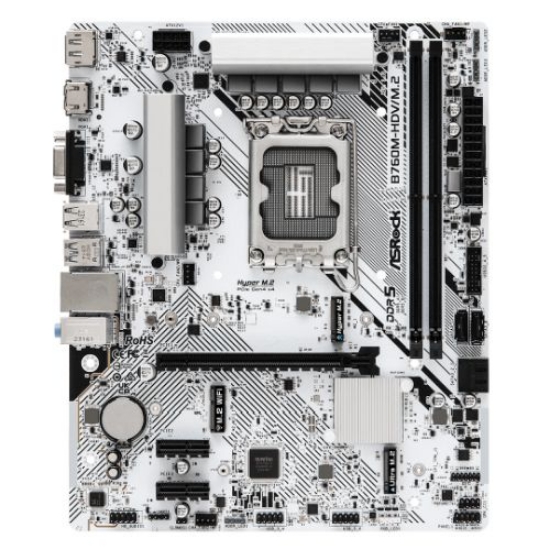 Picture of Asrock B760M-HDV/M.2, Intel B760, 1700, Micro ATX, 2 DDR5, VGA, HDMI, DP, 2.5G LAN, PCIe4, 2x M.2