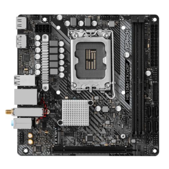 Picture of Asrock H610M ITX/eDP, Intel H610, 1700, Mini ITX, 2 DDR4, HDMI, DP, eDP, Wi-Fi, PCIe4, 1x M.2