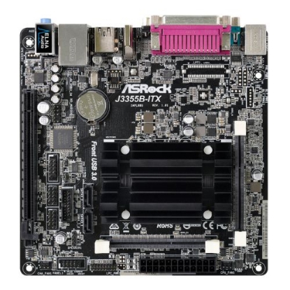 Picture of Asrock J3355B-ITX, Integrated Intel Dual-Core J3355, Mini ITX, DDR3 SODIMM, VGA, HDMI, Serial & Parallel Port