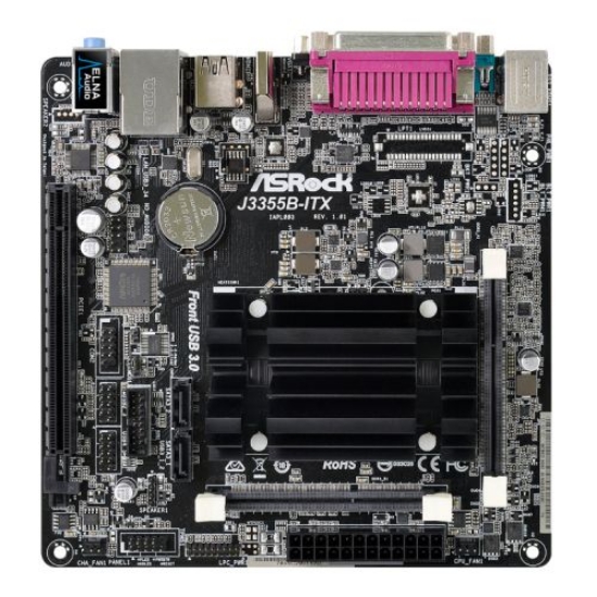 Picture of Asrock J3355B-ITX, Integrated Intel Dual-Core J3355, Mini ITX, DDR3 SODIMM, VGA, HDMI, Serial & Parallel Port