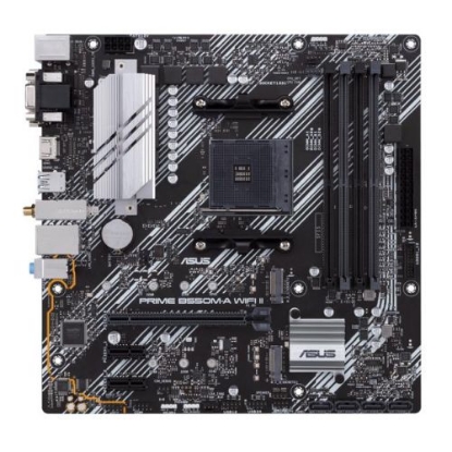 Picture of Asus PRIME B550M-A WIFI II, AMD B550, AM4, Micro ATX, 4 DDR4, VGA, DVI, HDMI, Wi-Fi, PCIe4, 2x M.2