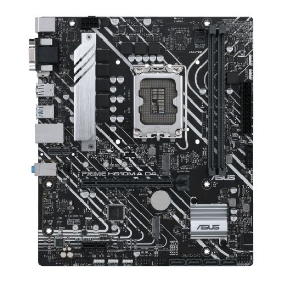 Picture of Asus PRIME H610M-A D4, Intel H610, 1700, Micro ATX, 2 DDR4, VGA, HDMI, DP, PCIe4, 2x M.2